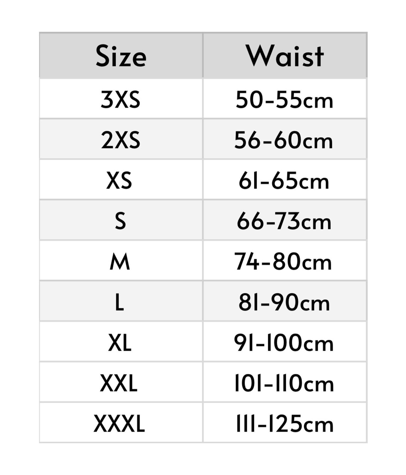 Size Guide Chart