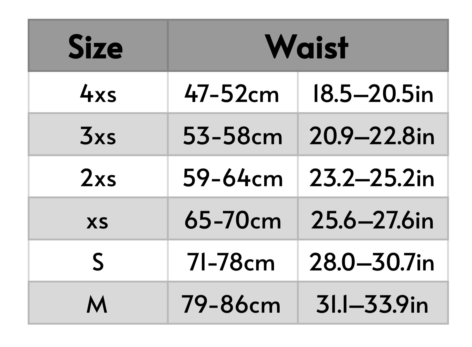 Size Guide Chart
