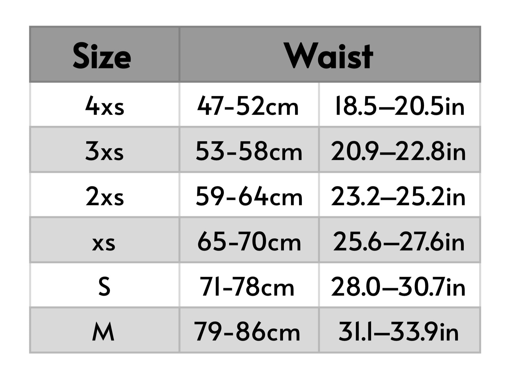 Size Guide Chart