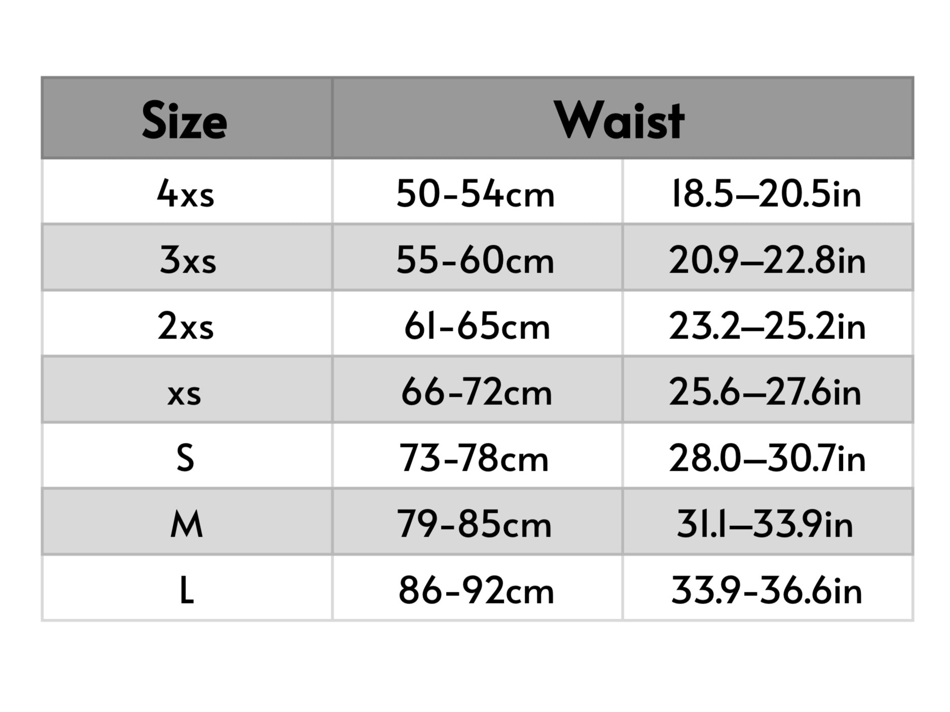 Size Guide Chart