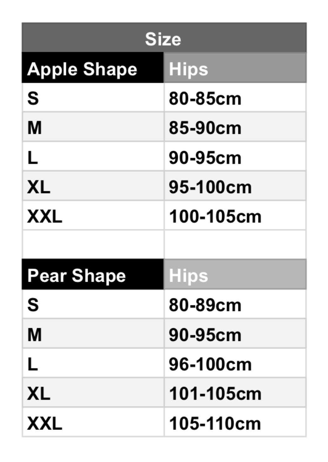 Size Guide Chart